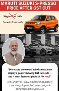 Narendra Modi's Poster is Mandatory In every automobile where it shows the benefit people are getting after the new gst launch