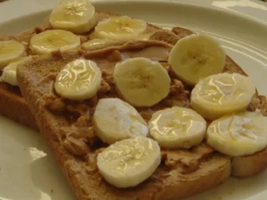 Toast with peanut butter and banana